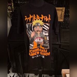 Naruto Shippuden Collection T-Shirt Sz L Ichiraku Ramen Shop Black Graphic Tee